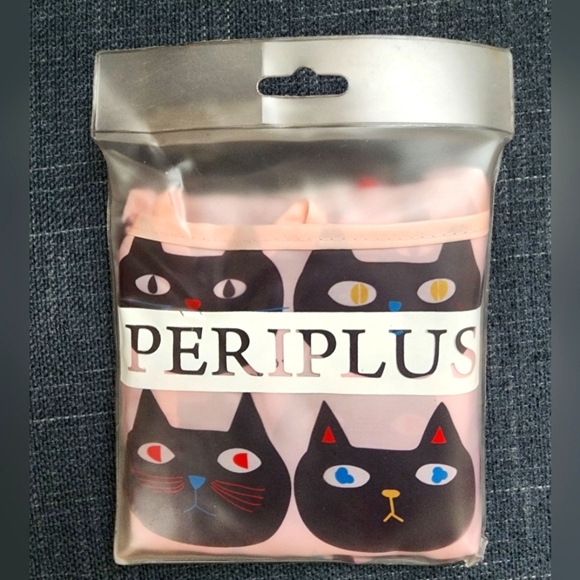 NWT, Pepipus Unisex Pink Cat Japanese Reusable Shopping Bag Tote Inside Pocket - Picture 1 of 7